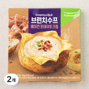 풀무원 브런치수프 베이컨 포테이토 크림 (냉장), 180g, 2개