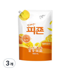 피죤 섬유유연제 옐로미모사 리필, 1.6L, 3개