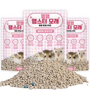 리프패럿 햄햄 햄스터 벤토나이트 모래 베이비 파우더향, 500g, 3개