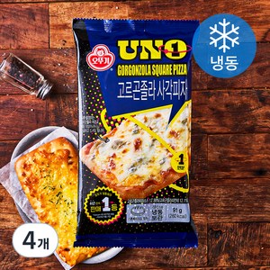 오뚜기 UNO 고르곤졸라 사각피자 (냉동), 91g, 4개