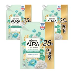 AURA 초고농축 섬유유연제 스모키머스크 리필, 1.7L, 3개