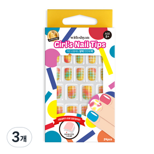 위드샨 어린이 걸즈 네일 팁, 02 러블리체크, 3개