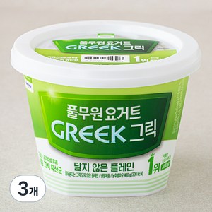 풀무원다논 그릭 달지않은 플레인 요거트, 3개, 400g