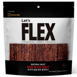 플렉스 그레인프리 져키 반려견 순살 슬라이스 육포, 소고기, 500g, 1개