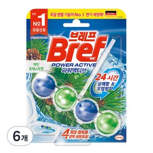 브레프 파워액티브 변기세정제 파인 포레스트향, 50g, 6개