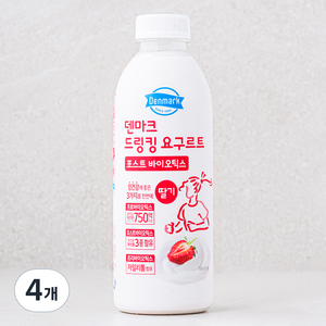 덴마크 드링킹 요구르트 포스트 바이오틱스 딸기, 750ml, 4개