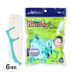 위덴 어린이 디노핸디 치실 90p + 스마일 휴대케이스, 6세트, 90개입