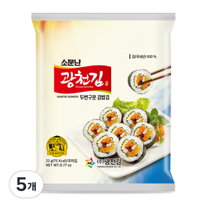 광천김 소문난 두번 구운 김밥김, 22g, 5개