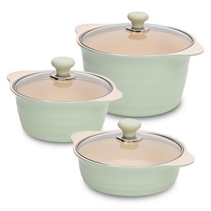 OSLO 인덕션 허브 냄비세트 3종, 양수냄비 20cm + 전골냄비 22cm + 곰솥냄비 26cm, 혼합색상