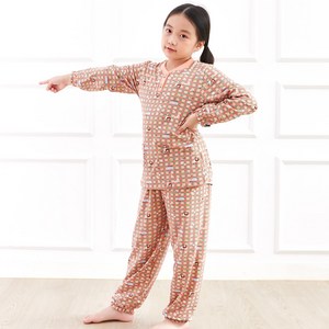 애플스마일 아동용 체크쥬쥬 긴팔잠옷 상하세트