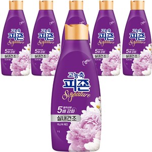 피죤 고농축 실내건조 시그니처 섬유유연제 미스틱레인 본품, 1L, 6개