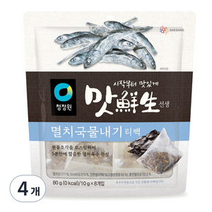 맛선생 멸치국물내기 티백, 80g, 4개