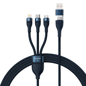 베이스어스 플래쉬2 C+USB for 3in1 100W 초고속 멀티케이블, 1.2m, 블루, 1개