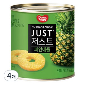 동원 JUST 저스트 노슈가 파인애플 통조림, 4개, 425g