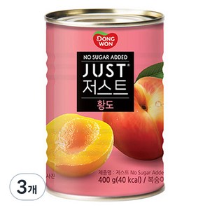 동원 JUST 노슈가 황도 2절 통조림, 400g, 3개