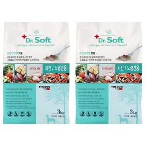 더독 노령견용 닥터 소프트 사료, 닭, 3kg, 2개