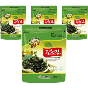 광천김 올리브유 바르고 녹차가 첨가된 광천 돌자반, 70g, 4개