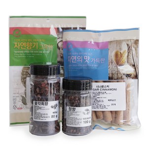 자연공방선율 뱅쇼 만들기 재료 팔각회향 80g + 정향 100g + 시나몬스틱 20개 + 월계수잎 10g 세트, 1세트