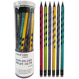 투코비 코마 흑목 삼각 교정연필 B TC-P03, 30개, 랜덤발송