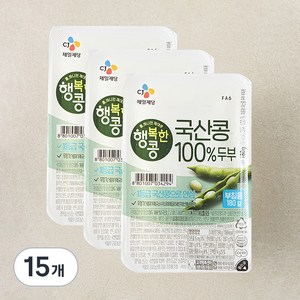 행복한콩 두부 국산콩 100퍼센트 두부 부침용, 180g, 15개