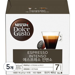 돌체구스토 에스프레소 인텐소 캡슐커피, 6g, 16개입, 5개