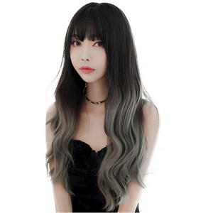 준 투컬러 웨이브 붙임머리 50cm 130g, 블랙 + 애쉬그레이, 1개