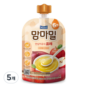 맘마밀 안심 이유식 퓨레 6개월부터 100g, 5개, 혼합맛(사과/고구마)