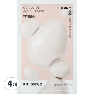 이니스프리 New 세라마이드 액티브 마스크 25ml, 1매입, 4개