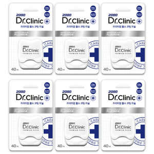 2080 닥터크리닉 프리미엄 불소코팅 치실 40m, 1개입, 6개