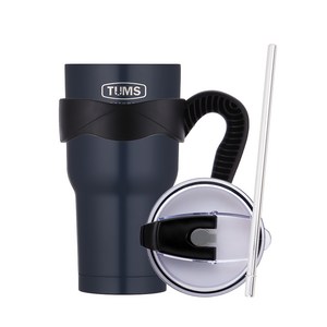 텀스 뉴메가 텀블러 + 손잡이 + 빨대 방수 뚜껑 + 스텐빨대, 네이비, 900ml, 1개