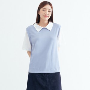 엘쏘 여성용 폴로 카라 투피스레이어드 루즈핏 반팔 티셔츠