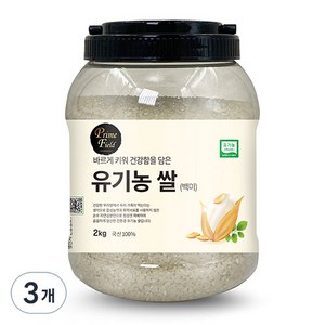 Pime Field 2024년산 햅쌀 유기농 쌀 백미, 상등급, 2kg, 3개