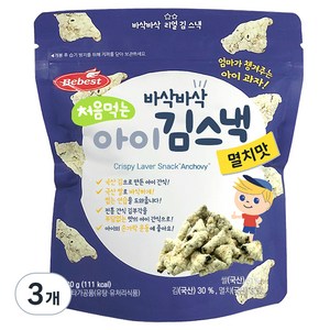 베베스트 처음먹는 아이 김스낵, 멸치맛, 20g, 3개