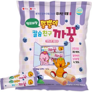 방귀대장뿡뿡이 칼슘친구 까꿍 크리스피 곡물 롤 5g x 36p, 블루베리맛, 180g, 1개