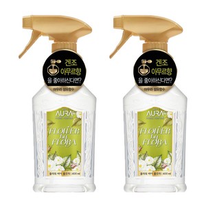 아우라 섬유탈취제, 플라워 바이 플로라, 400ml, 2개