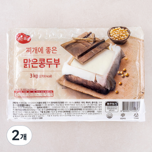 맑은물에 찌개에 좋은 맑은콩 두부, 3kg, 2개