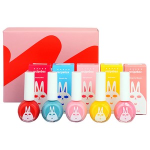레시피박스 수성 매니큐어 10ml x 5종 선물세트, 보타니컬핑크, 에너제틱스카이, 쁘띠옐로우, 체리블라썸, 글로시펄블라썸, 1세트