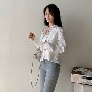 피어니스트 여성용 심플 오버핏 빅포켓 자켓