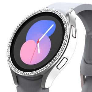 누아트 갤럭시워치 호환 큐빅 하드케이스, 실버