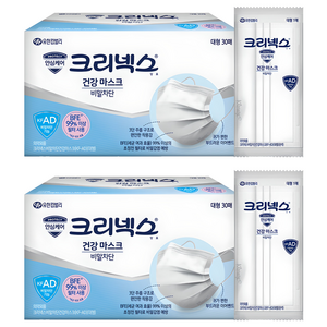 크리넥스 비말차단 건강 마스크 대형 KFAD, 30개입, 2개, 화이트