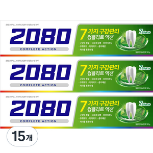 2080 컴플리트액션 치약 허브민트향, 120g, 15개