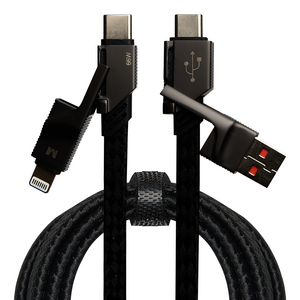 메이튼 4in1 쿼드러플 C to C 8핀 라이트닝 usb 타입 고속 충전케이블, 블랙, 1개, 1m