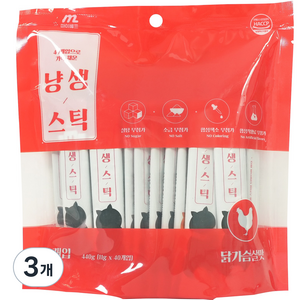 마이베프 반려동물 냥생스틱 짜먹이는 간식 40p, 닭가슴살, 440g, 3개