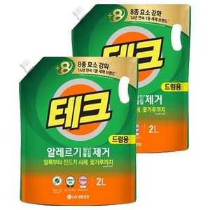 [비건라이프] 테크 알레르기 원인물질 제거 드럼용 액상세제 리필, 2L, 2개