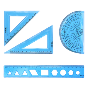 바코젤 소프트 삼각자 각도기 20cm 자 세트, 블루, 1세트