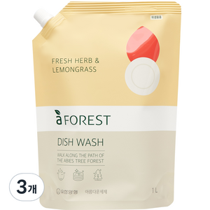 에이포레 유한양행 후레쉬허브 주방세제, 1000ml, 3개