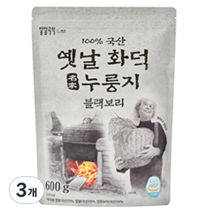 일일곡식 옛날 화덕 누룽지 블랙보리, 600g, 3개