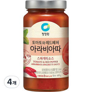 대상 청정원 아라비아따 스파게티 소스, 600g, 4개