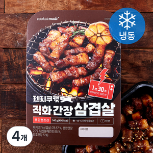 쿠캣 렌지 직화 간장 삼겹살 (냉동), 140g, 4개