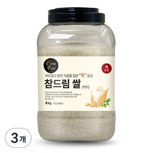 Pime Field 2024년산 햅쌀 경기 참드림 백미, 특등급, 4kg, 3개